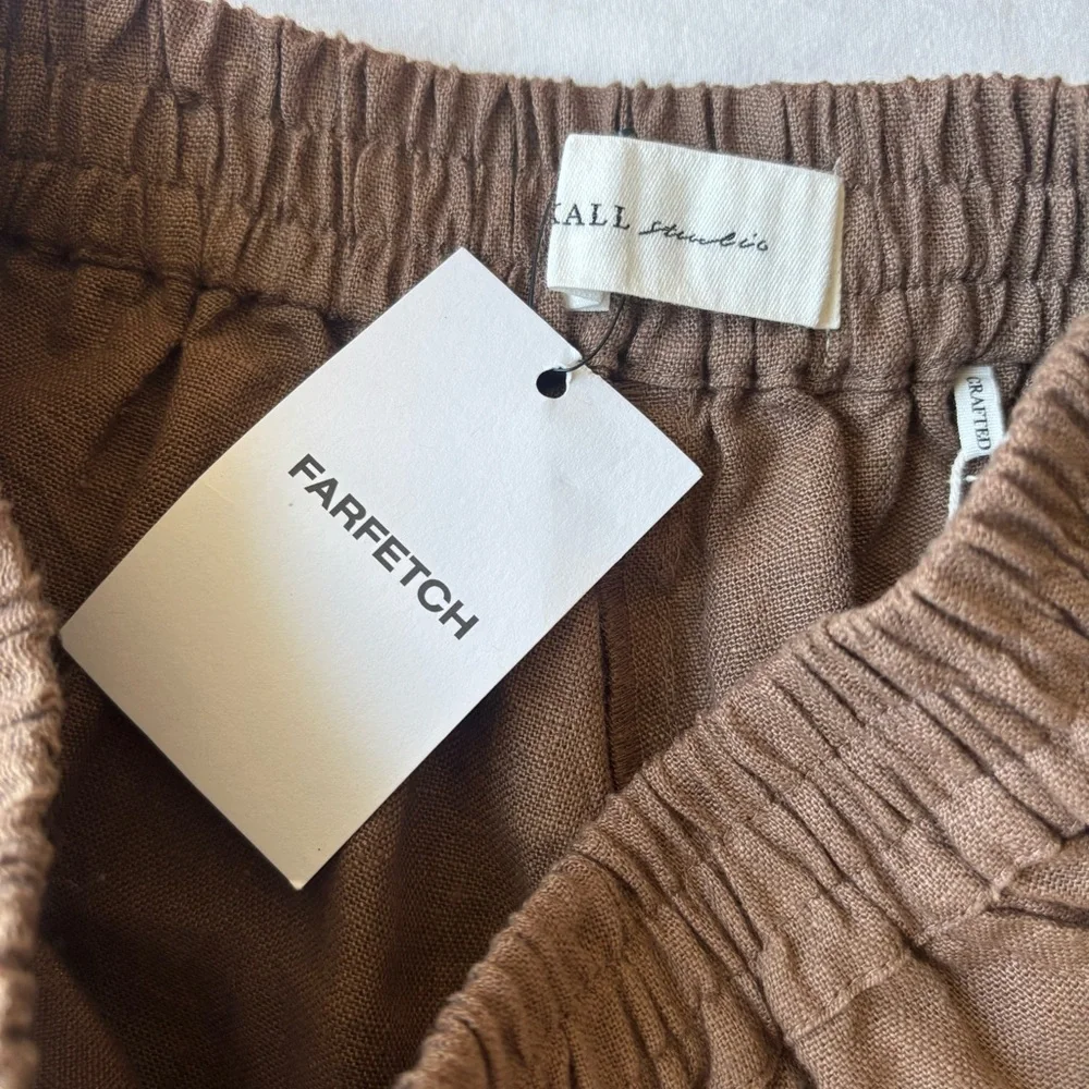 NWT Skall Studio Edgar Linen Shorts Cedar Brown Size 34 XS